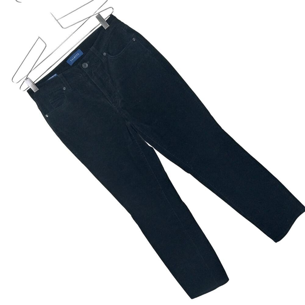 TALBOTS! RICH BLACK FINE WALE CORDUROY 5 POCKET JEANS STYLE PANTS, SLACKS! SZ 2P